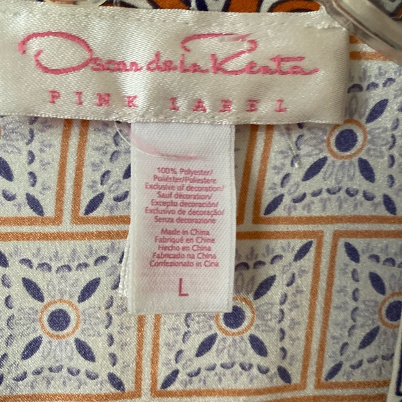 Oscar de la Renta Pink Label Vintage Geometric Robe SZ L. - Picture 5 of 7